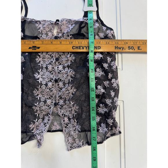 Victorias Secret Vintage Mesh Cami Top Size M Pink Floral Embroidered Coquette - Picture 5 of 6
